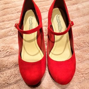 Red High Heel Shoes Size 8W